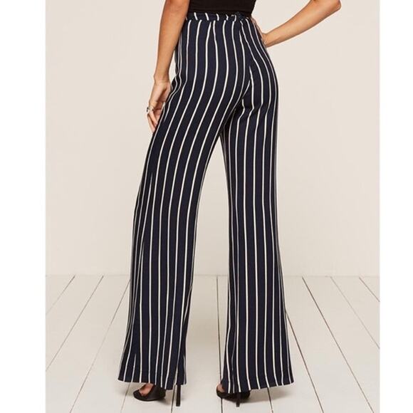Reformation Sorrenti Pant Capone Stripe Navy Blue - Picture 11 of 12